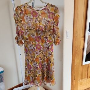 Veronica Beard Multicolor Floral Long Sleeve Dress
